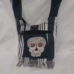 The Collection Royal Embroidered Candy/Sugar Skull Crossbody Bag (L2)